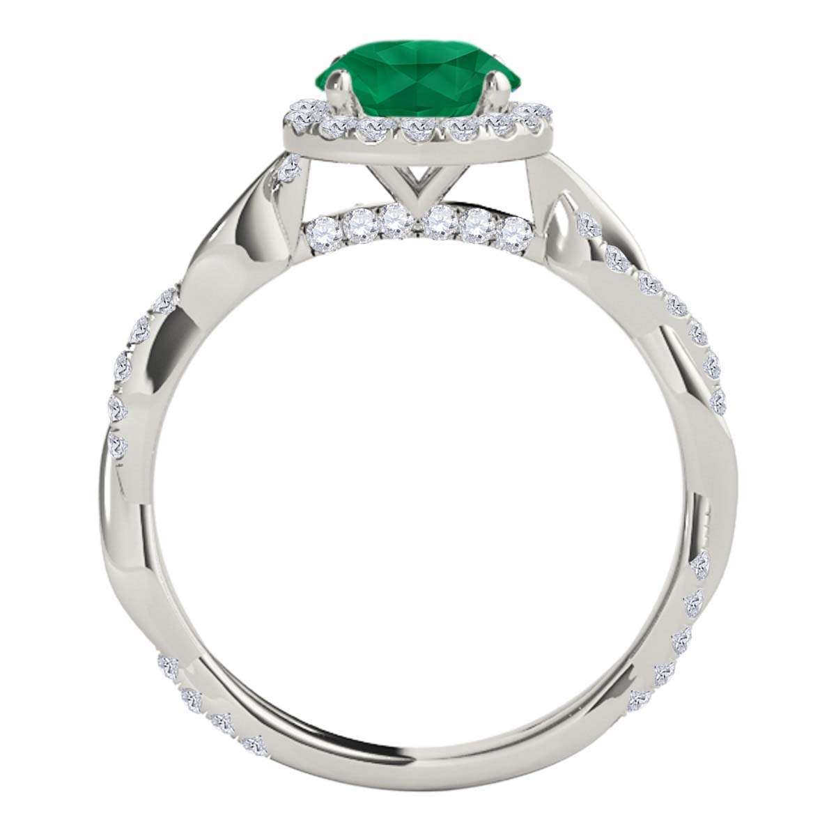 1.35 Carat Intertwined Shank Emerald 4-prong Ring in 14k solid Rose White & Yellow Gold Mauli Jewels