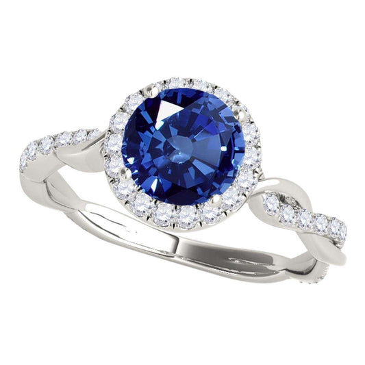 1.35 Carat Intertwined Shank Sapphire 4-prong Ring in 14k solid Rose White & Yellow Gold Mauli Jewels