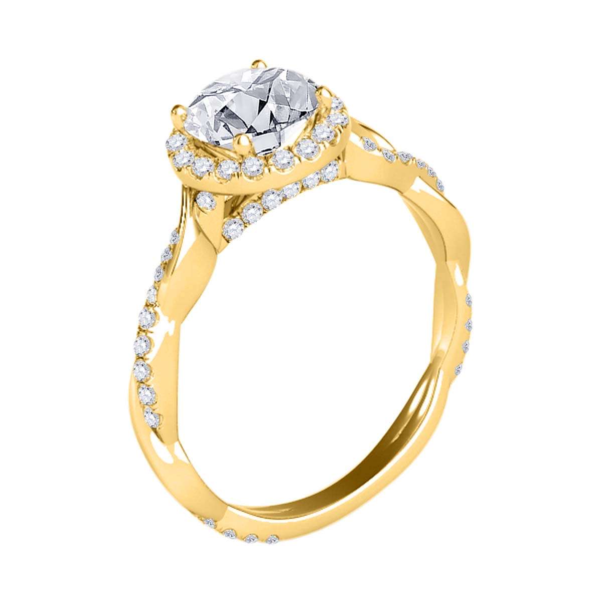 1.35 Carat Intertwined Shank Diamond 4-prong Ring in 14k solid Rose White & Yellow Gold Mauli Jewels
