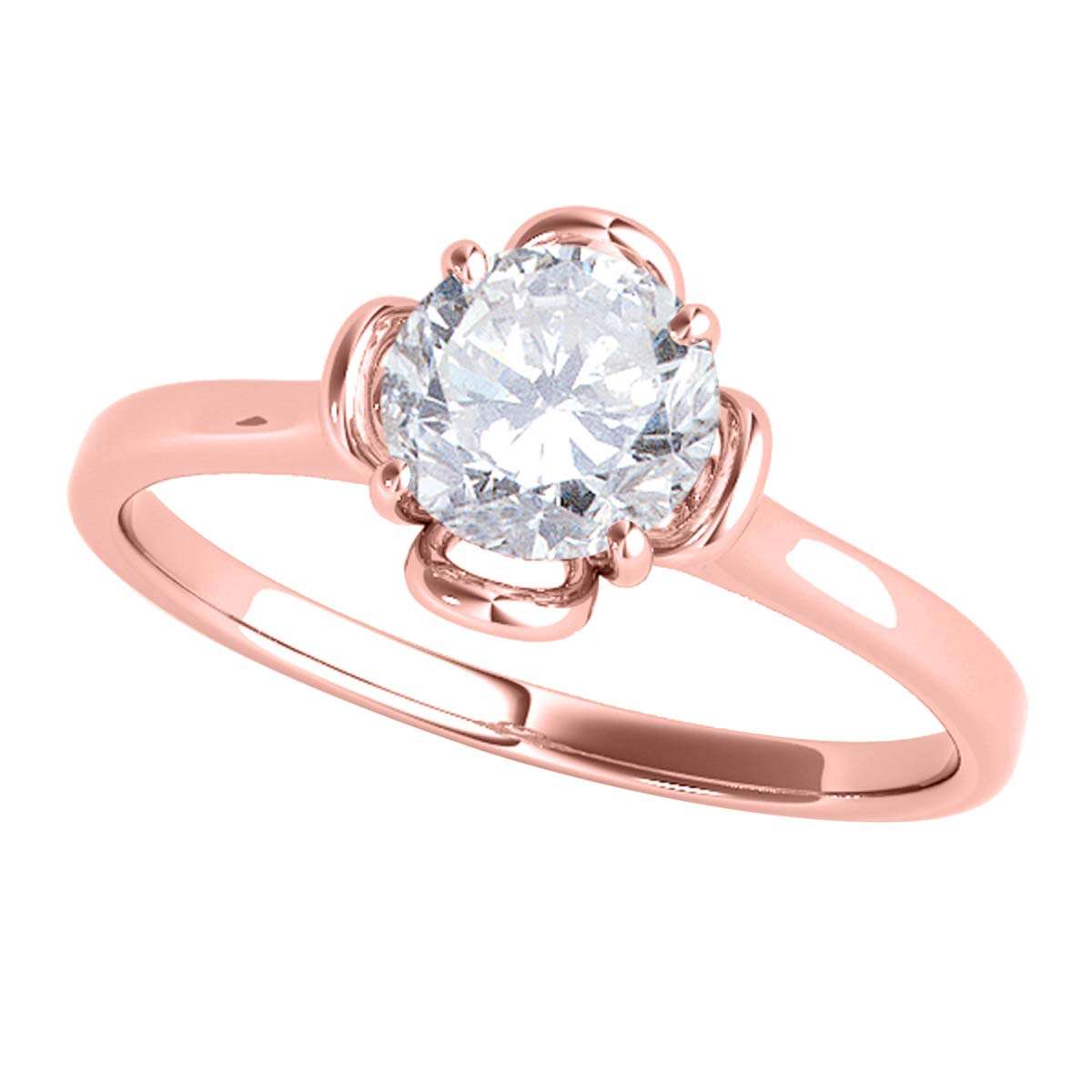 0.35 Carat Solitaire White Diamond Engagement Wedding Ring In 10K Solid Rose White & Yellow Gold Mauli Jewels