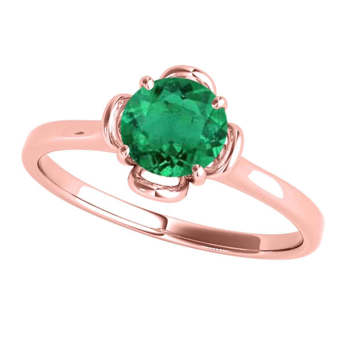 0.45 Carat Solitaire Emerald Engagement Wedding Ring In 10K Solid Rose White & Yellow Gold Mauli Jewels