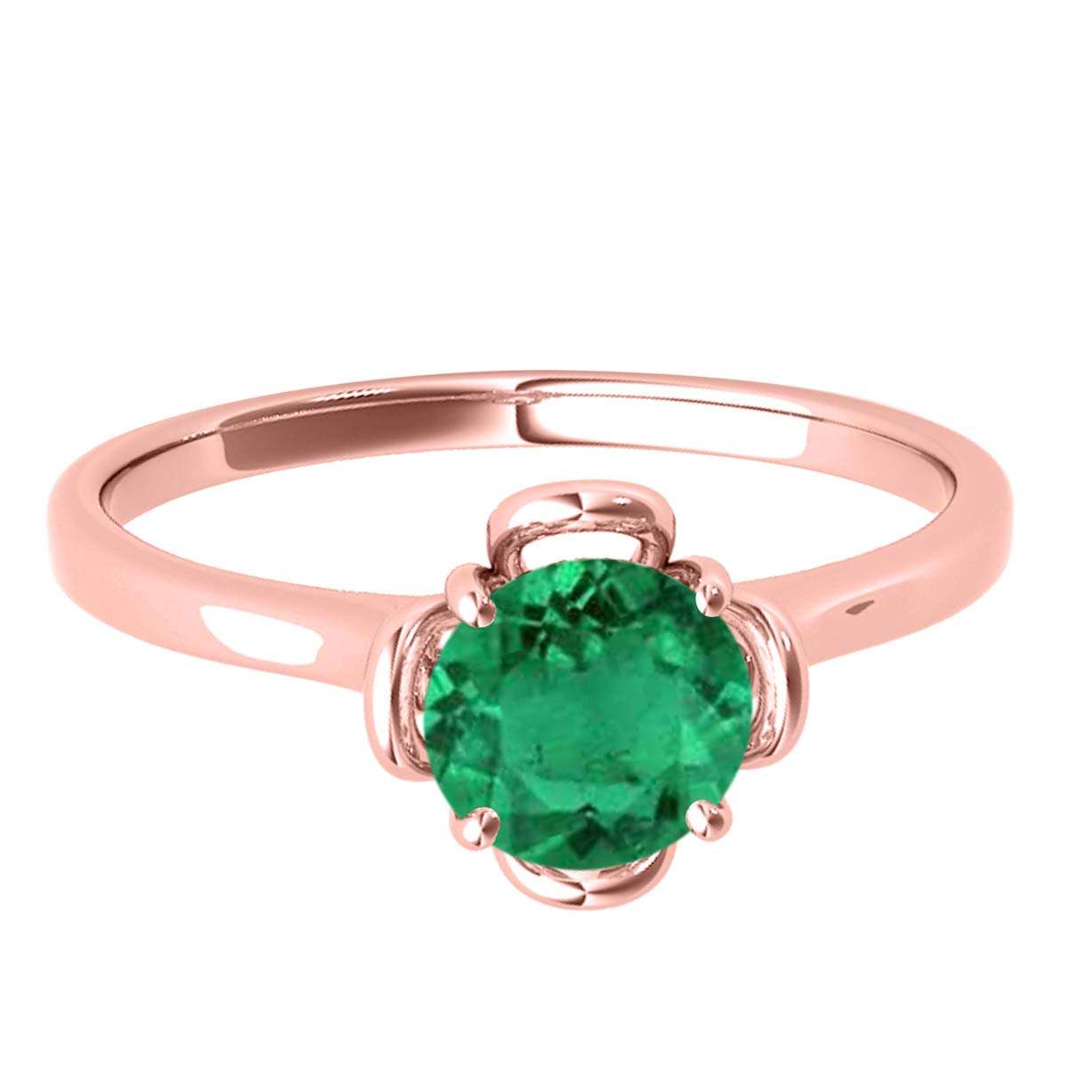 0.45 Carat Solitaire Emerald Engagement Wedding Ring In 10K Solid Rose White & Yellow Gold Mauli Jewels