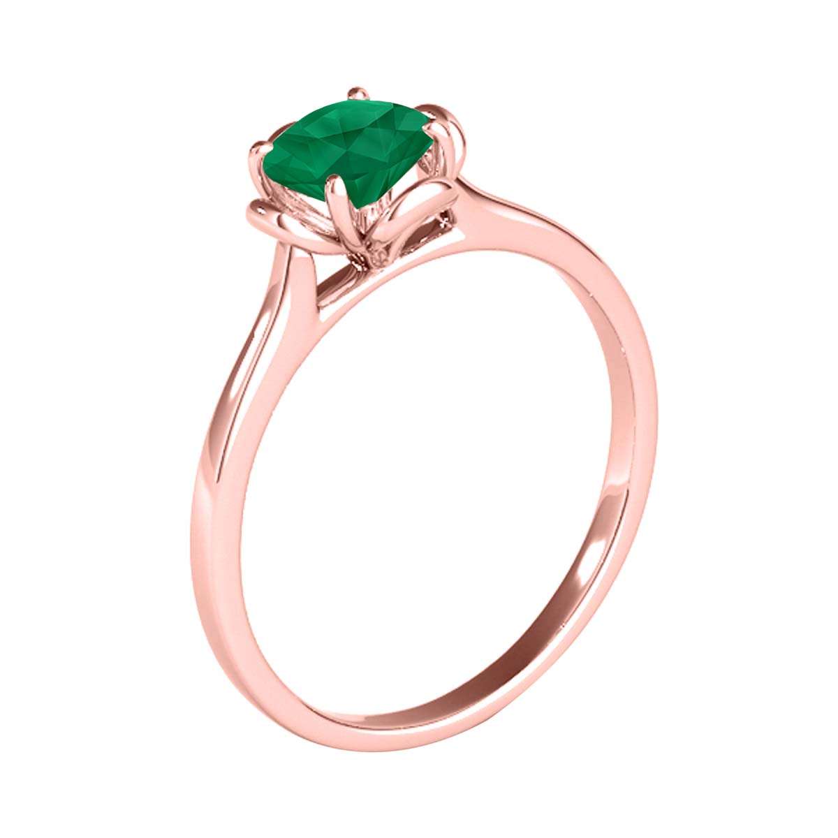 0.45 Carat Solitaire Emerald Engagement Wedding Ring In 10K Solid Rose White & Yellow Gold Mauli Jewels