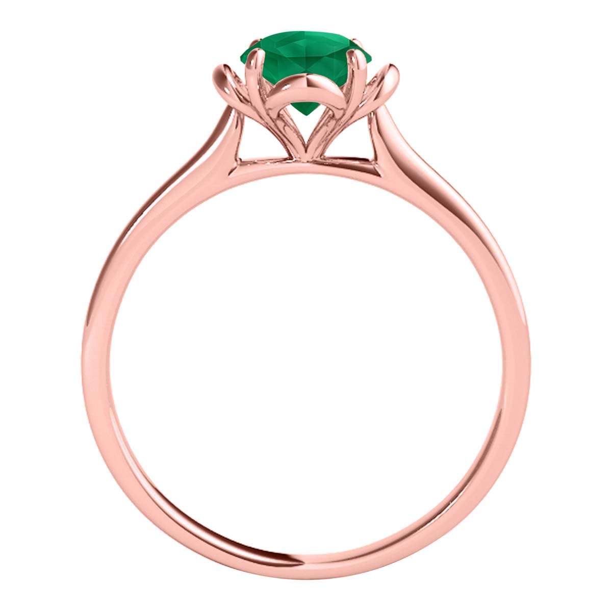 0.45 Carat Solitaire Emerald Engagement Wedding Ring In 10K Solid Rose White & Yellow Gold Mauli Jewels