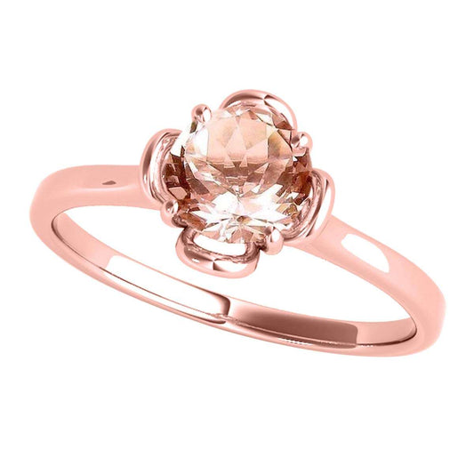 0.45 Carat Solitaire Morganite Engagement Wedding Ring In 10K Solid Rose White & Yellow Gold Mauli Jewels