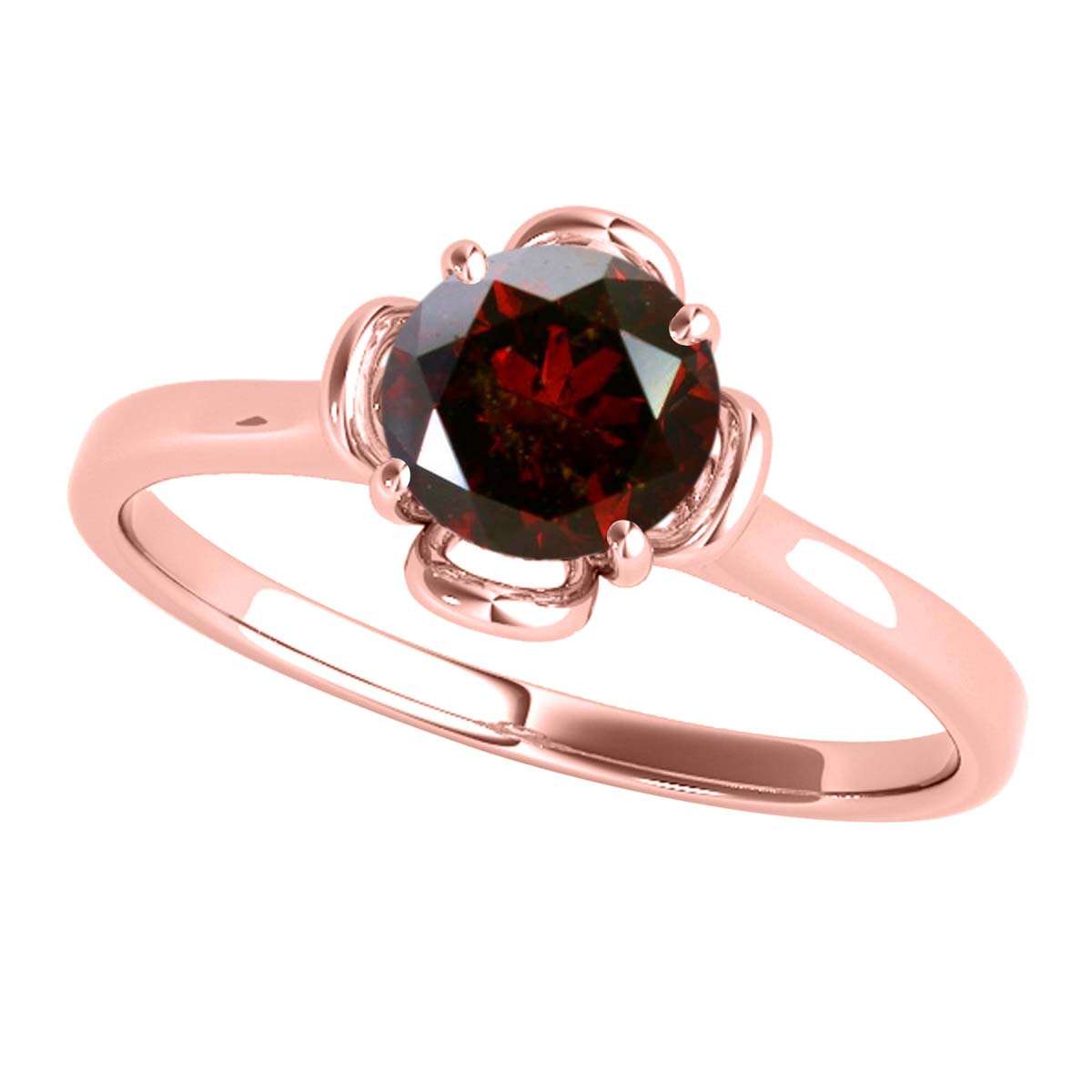 0.35 Carat Solitaire Red Diamond Engagement Ring in 10K Solid Rose, White, and Yellow Gold Mauli Jewels