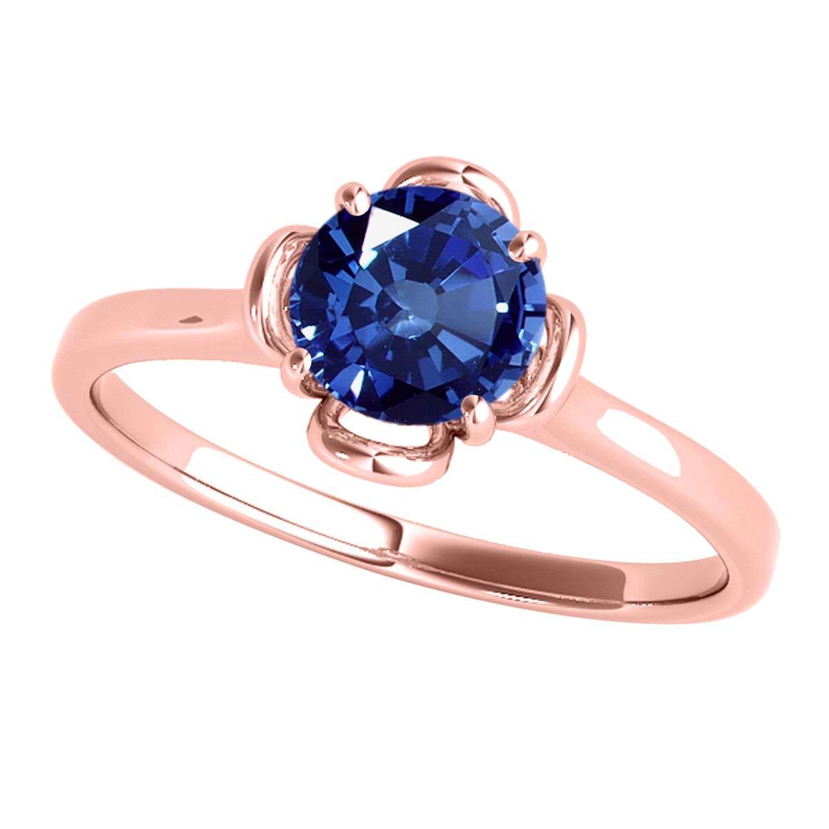 0.45 Carat Solitaire Sapphire Engagement Wedding Ring In 10K Solid Rose White & Yellow Gold Mauli Jewels