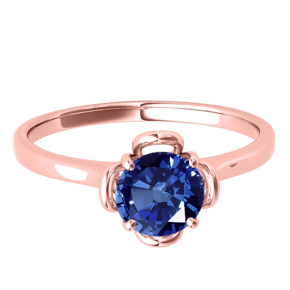 0.45 Carat Solitaire Sapphire Engagement Wedding Ring In 10K Solid Rose White & Yellow Gold Mauli Jewels