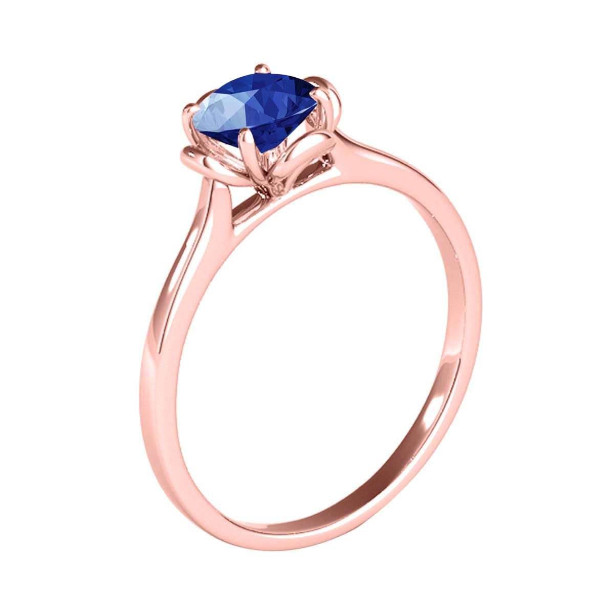 0.45 Carat Solitaire Sapphire Engagement Wedding Ring In 10K Solid Rose White & Yellow Gold Mauli Jewels