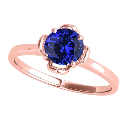 0.45 Carat Solitaire Tanzanite Engagement Wedding Ring In 10K Solid Rose White & Yellow Gold Mauli Jewels