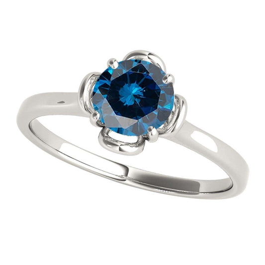 0.35 Carat Solitaire Blue Diamond Engagement Wedding Ring In 10K Solid Rose White & Yellow Gold Mauli Jewels