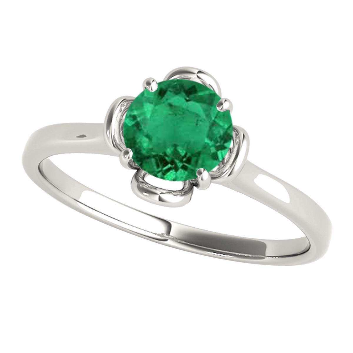 0.45 Carat Solitaire Emerald Engagement Wedding Ring In 10K Solid Rose White & Yellow Gold Mauli Jewels