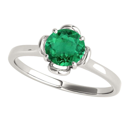 0.45 Carat Solitaire Emerald Engagement Wedding Ring In 10K Solid Rose White & Yellow Gold Mauli Jewels