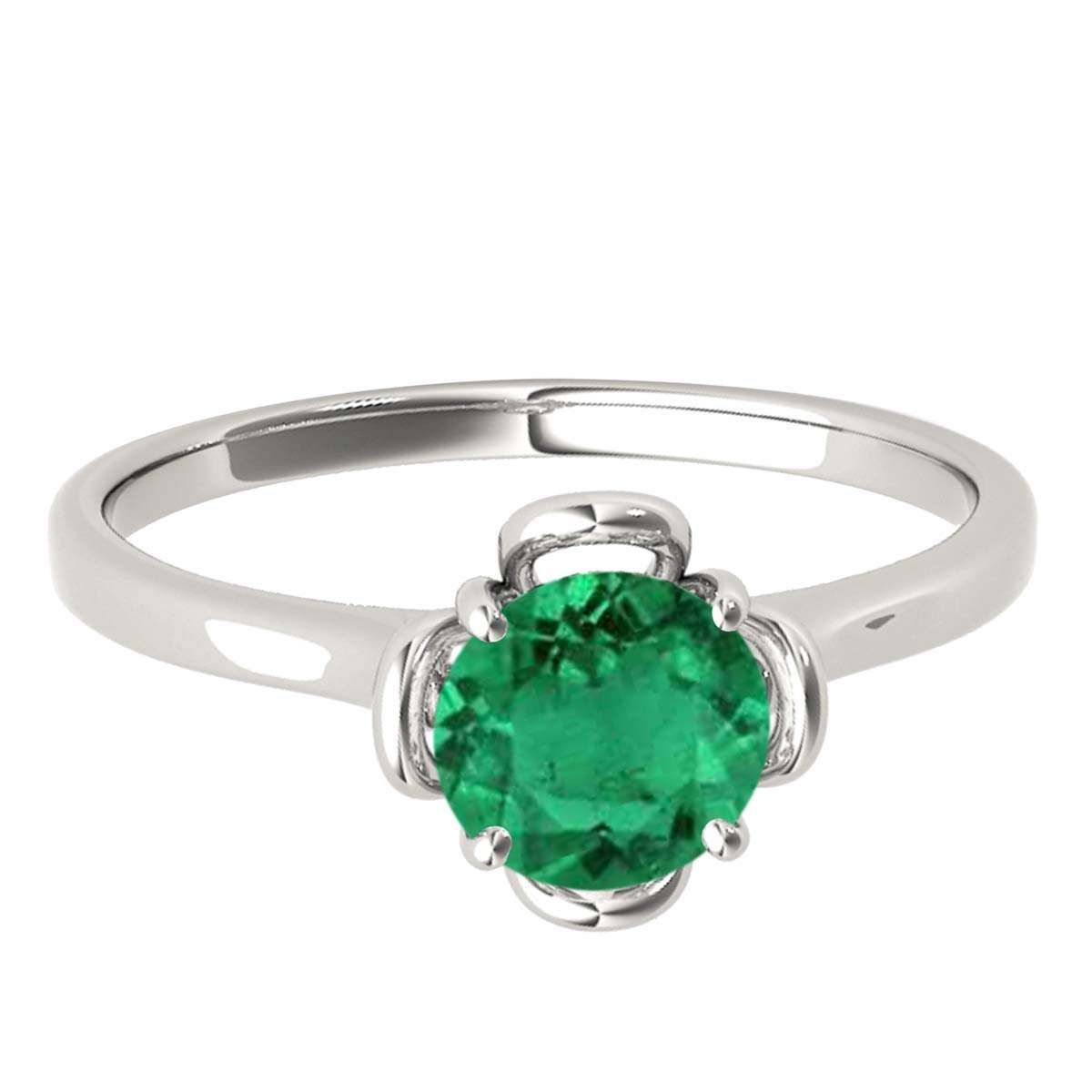0.45 Carat Solitaire Emerald Engagement Wedding Ring In 10K Solid Rose White & Yellow Gold Mauli Jewels