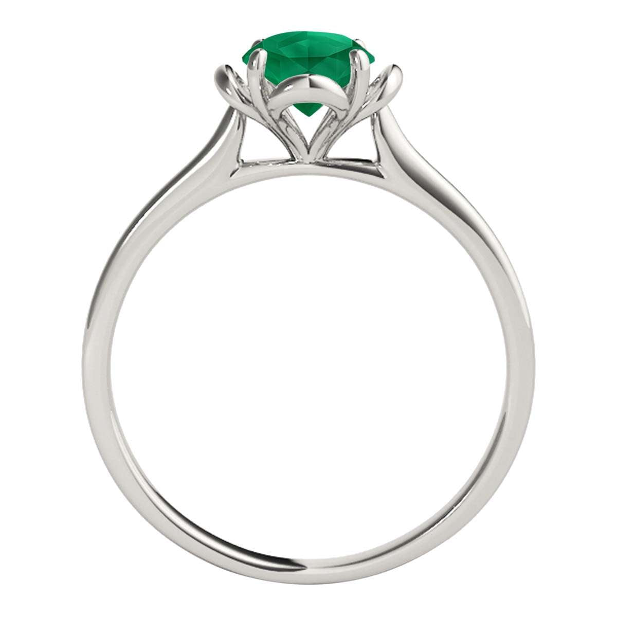 0.45 Carat Solitaire Emerald Engagement Wedding Ring In 10K Solid Rose White & Yellow Gold Mauli Jewels