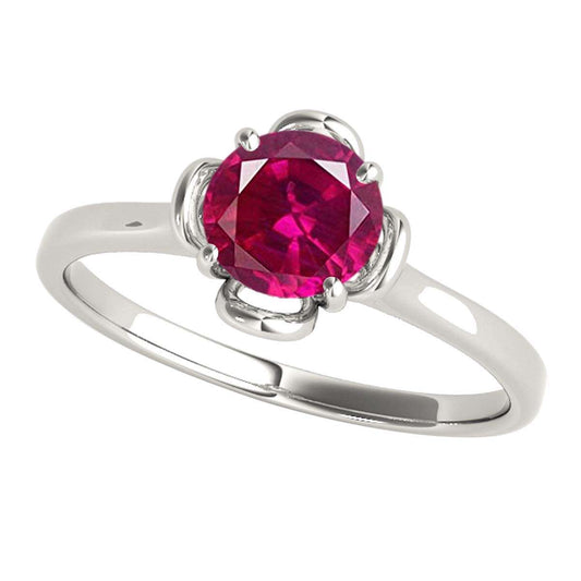 0.45 Carat Solitaire Ruby Engagement Ring in 10K Solid Rose, White & Yellow Gold Mauli Jewels