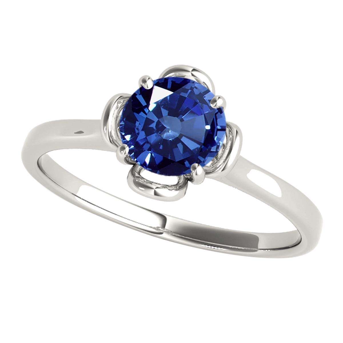 0.45 Carat Solitaire Sapphire Engagement Wedding Ring In 10K Solid Rose White & Yellow Gold Mauli Jewels