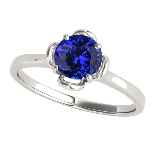 0.45 Carat Solitaire Tanzanite Engagement Wedding Ring In 10K Solid Rose White & Yellow Gold Mauli Jewels