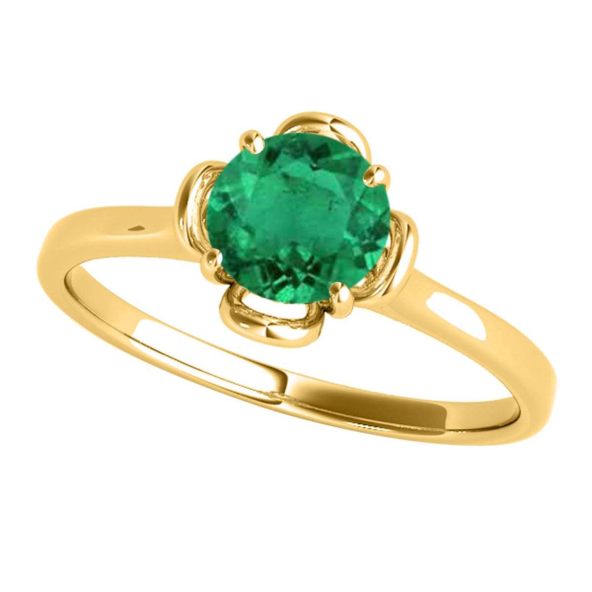 0.45 Carat Solitaire Emerald Engagement Wedding Ring In 10K Solid Rose White & Yellow Gold Mauli Jewels
