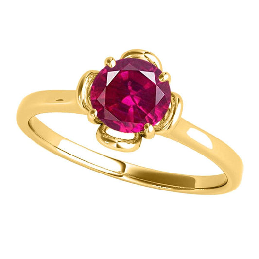 0.45 Carat Solitaire Ruby Engagement Ring in 10K Solid Rose, White & Yellow Gold Mauli Jewels