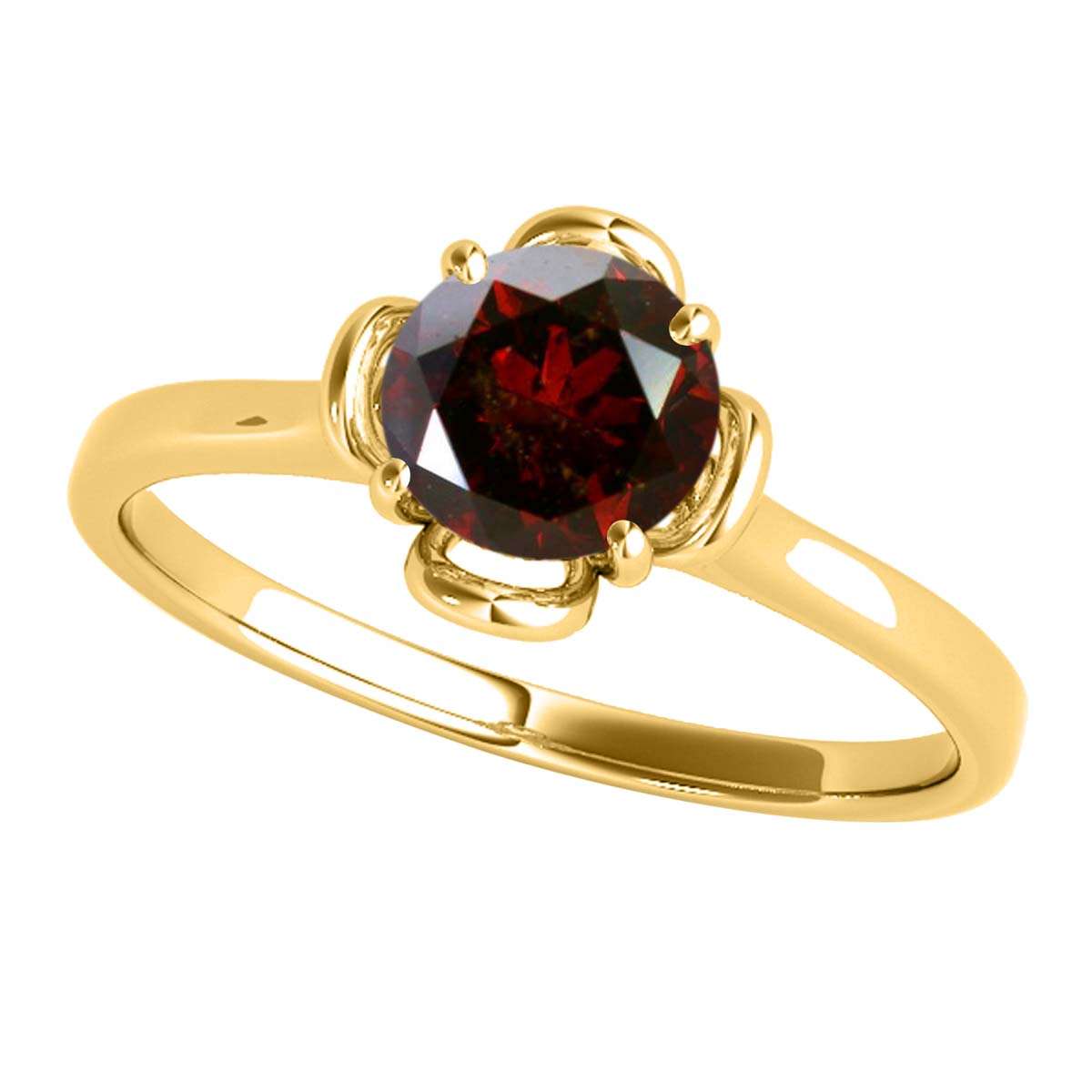 0.35 Carat Solitaire Red Diamond Engagement Ring in 10K Solid Rose, White, and Yellow Gold Mauli Jewels