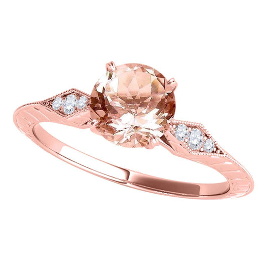 0.85 Carat Brownish Morganite Engagement Wedding Ring in 14K Solid Rose, White & Yellow Gold – Elegant & Timeless Design Mauli Jewels