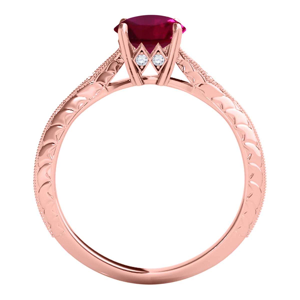 0.85 Carat Red Ruby Engagement Wedding Ring in 14K Solid Rose, White, or Yellow Gold Mauli Jewels