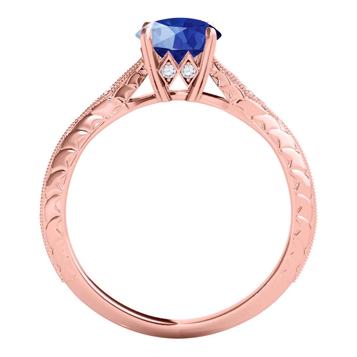 0.85 Carat Blue Sapphire Engagement Wedding Ring in 14K Solid Rose, White, or Yellow Gold Mauli Jewels
