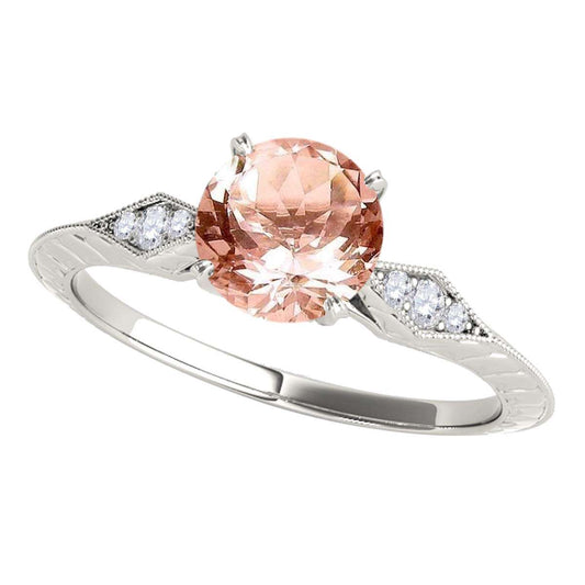 0.85 Carat Brownish Morganite Engagement Wedding Ring in 14K Solid Rose, White & Yellow Gold – Elegant & Timeless Design Mauli Jewels