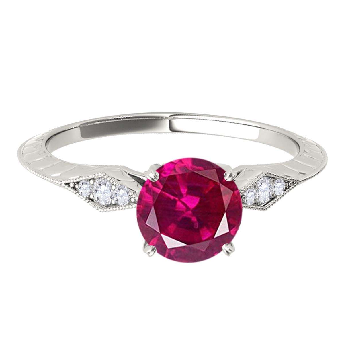 0.85 Carat Red Ruby Engagement Wedding Ring in 14K Solid Rose, White, or Yellow Gold Mauli Jewels