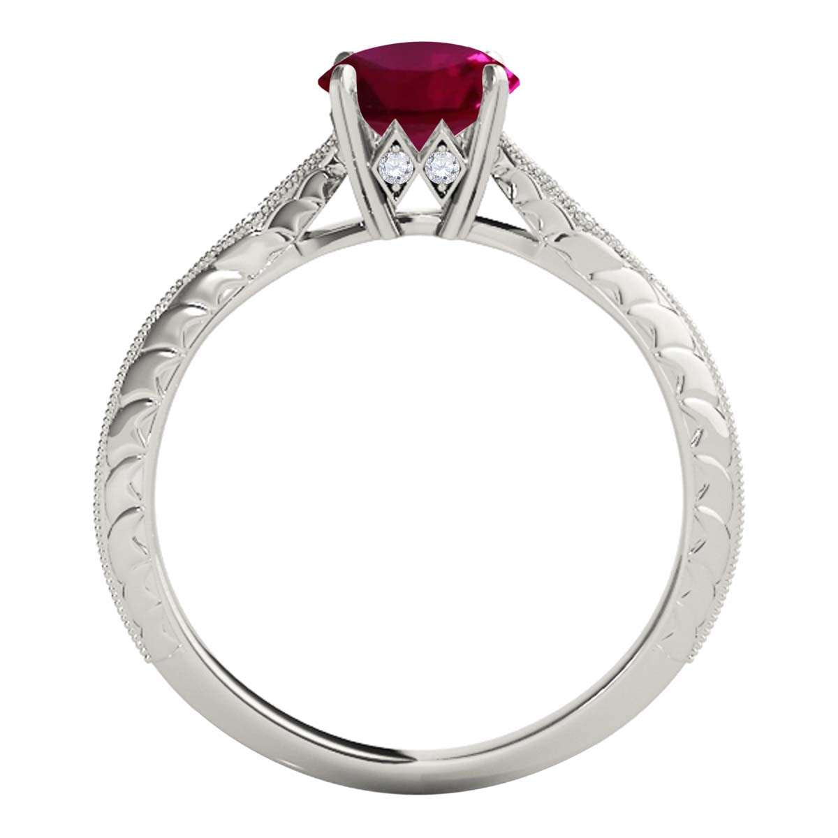 0.85 Carat Red Ruby Engagement Wedding Ring in 14K Solid Rose, White, or Yellow Gold Mauli Jewels