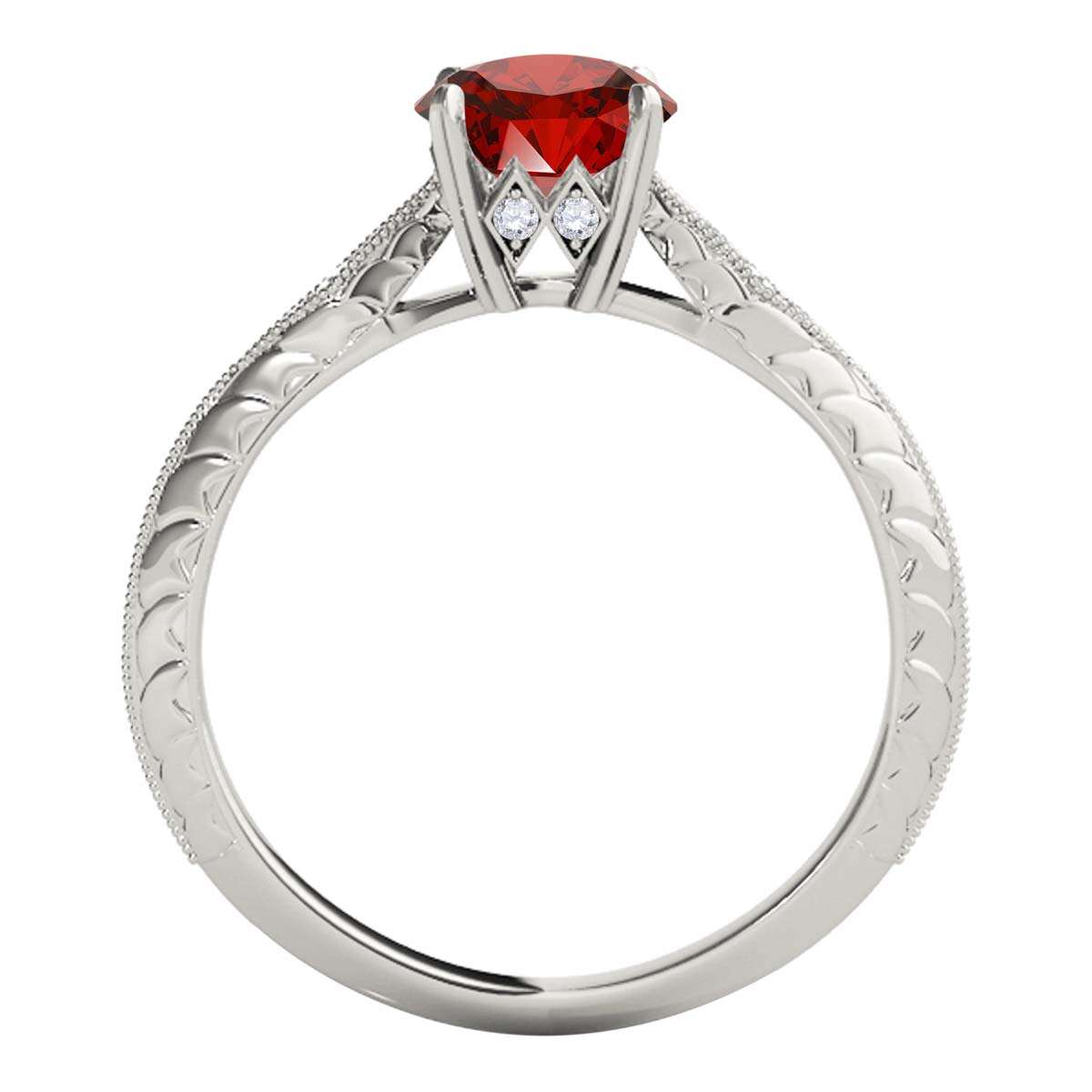 3/4 Carat Red Diamond Engagement Wedding Ring In 14K Solid White & Yellow Gold Mauli Jewels