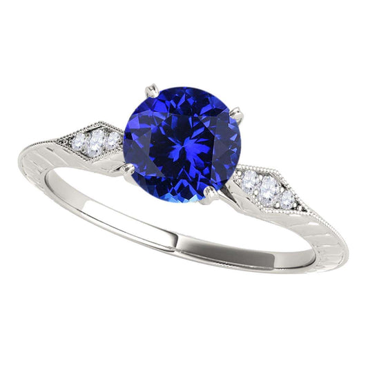 0.85 Carat Blue Tanzanite Engagement Wedding Ring in 14K Solid Rose, White, or Yellow Gold Mauli Jewels