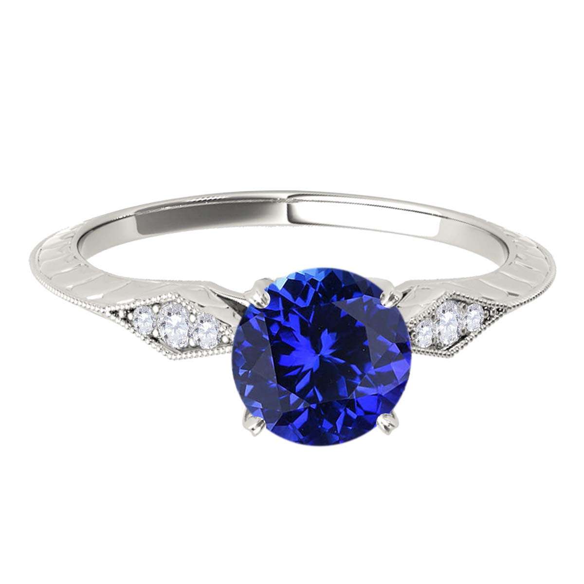 0.85 Carat Blue Sapphire Engagement Wedding Ring in 14K Solid Rose, White, or Yellow Gold Mauli Jewels