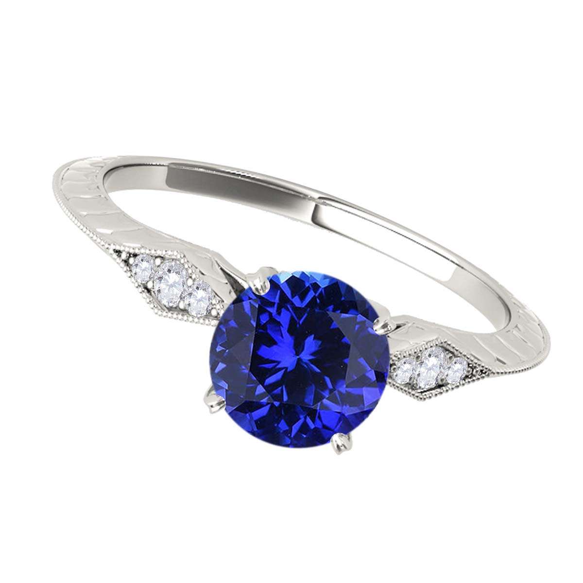 0.85 Carat Blue Sapphire Engagement Wedding Ring in 14K Solid Rose, White, or Yellow Gold Mauli Jewels