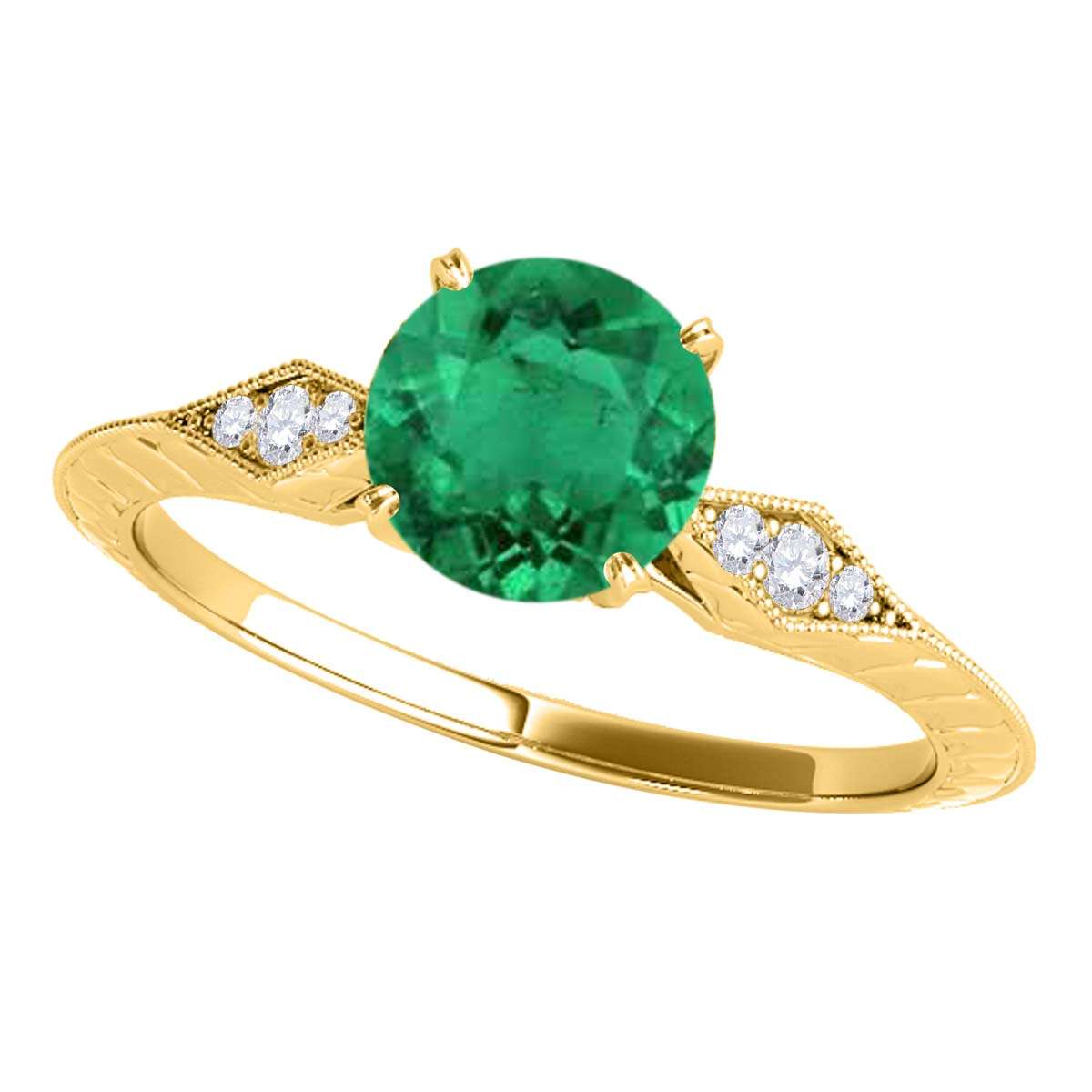 0.85 Carat Green Emerald Engagement Wedding Ring in 14K Solid Rose, White, or Yellow Gold Mauli Jewels