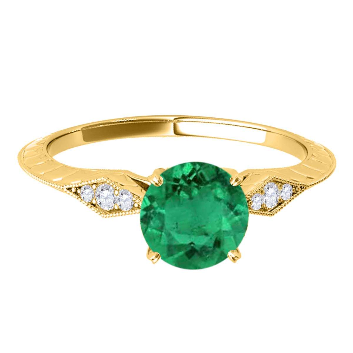0.85 Carat Green Emerald Engagement Wedding Ring in 14K Solid Rose, White, or Yellow Gold Mauli Jewels