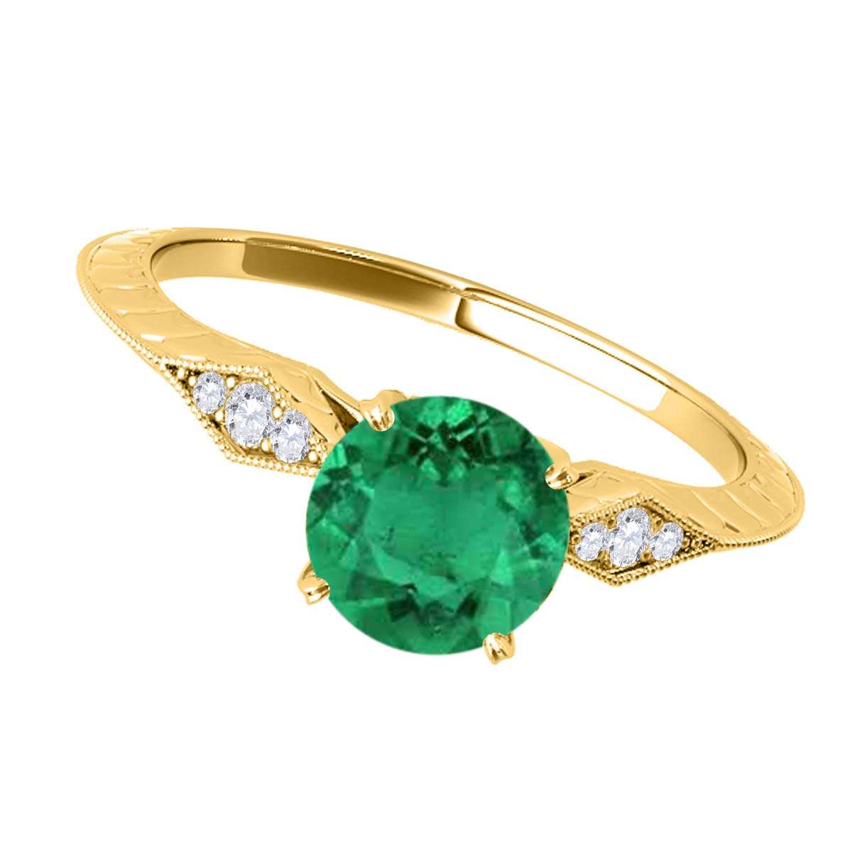 0.85 Carat Green Emerald Engagement Wedding Ring in 14K Solid Rose, White, or Yellow Gold Mauli Jewels