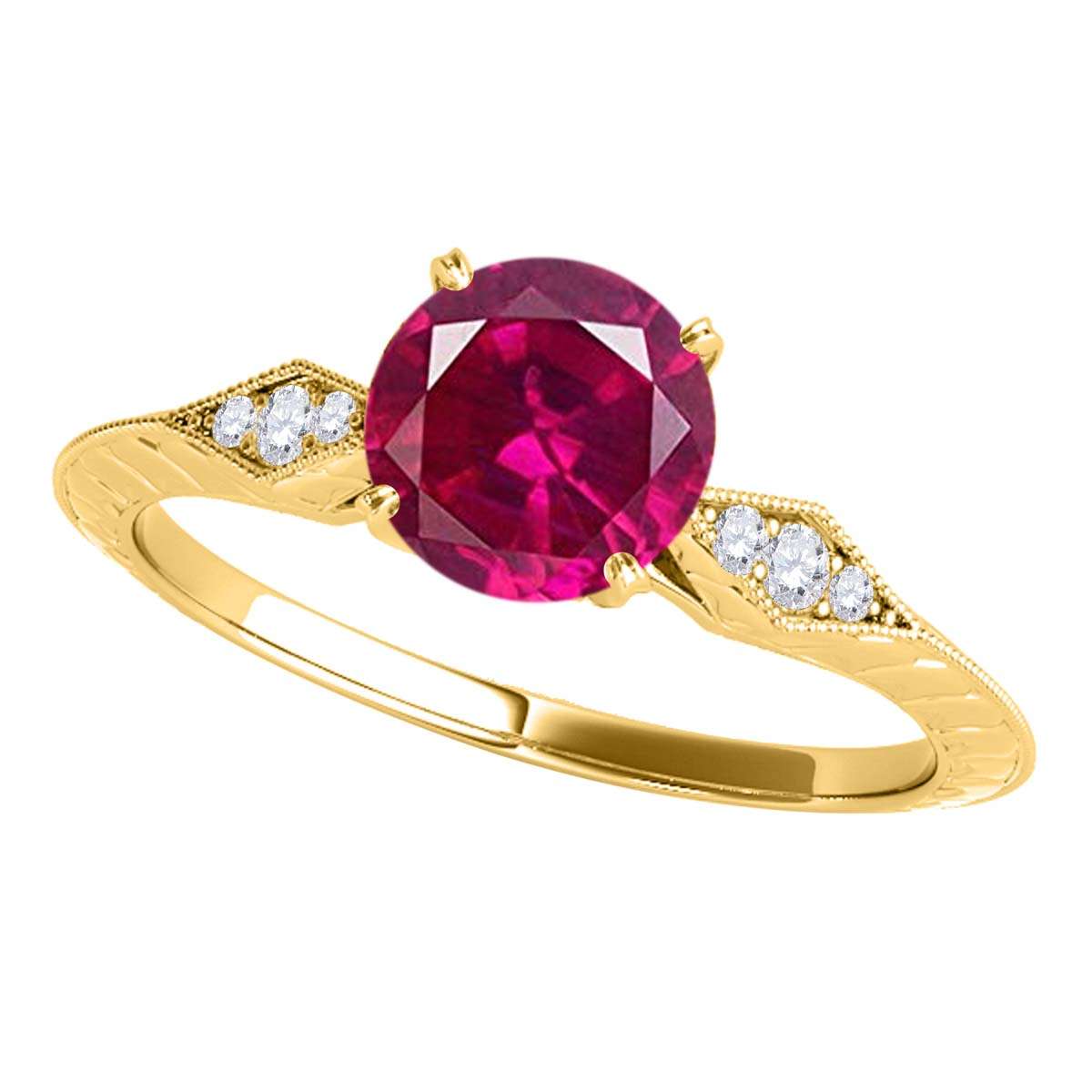 0.85 Carat Red Ruby Engagement Wedding Ring in 14K Solid Rose, White, or Yellow Gold Mauli Jewels