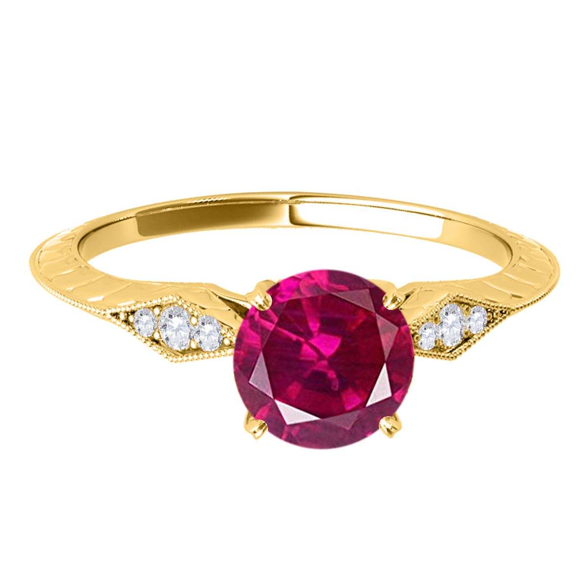 0.85 Carat Red Ruby Engagement Wedding Ring in 14K Solid Rose, White, or Yellow Gold Mauli Jewels
