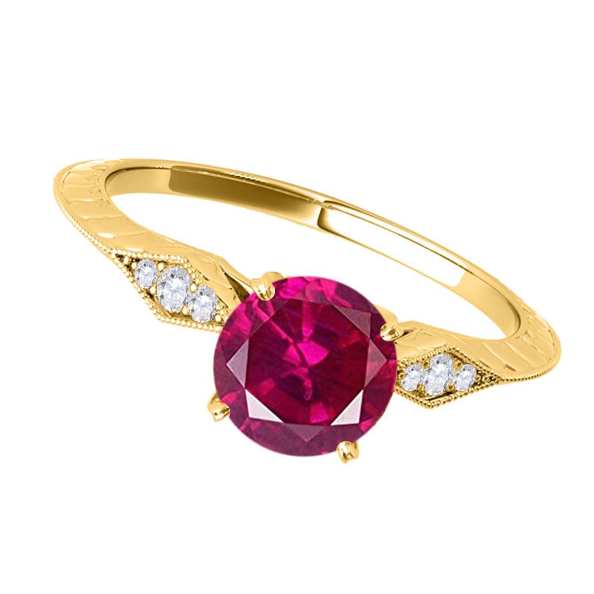 0.85 Carat Red Ruby Engagement Wedding Ring in 14K Solid Rose, White, or Yellow Gold Mauli Jewels