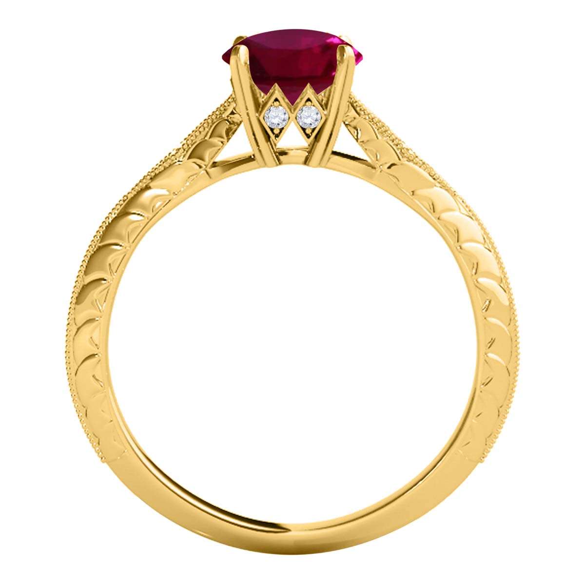 0.85 Carat Red Ruby Engagement Wedding Ring in 14K Solid Rose, White, or Yellow Gold Mauli Jewels