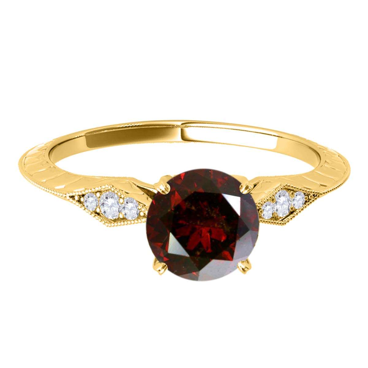 3/4 Carat Red Diamond Engagement Wedding Ring In 14K Solid White & Yellow Gold Mauli Jewels