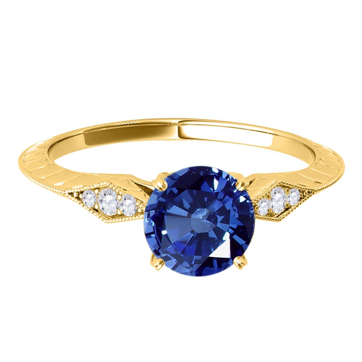 0.85 Carat Blue Sapphire Engagement Wedding Ring in 14K Solid Rose, White, or Yellow Gold Mauli Jewels