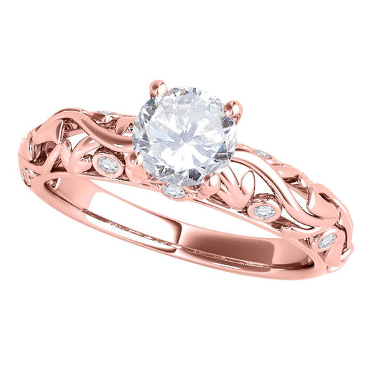 3/4 Carat Diamond Engagement Wedding Ring In 14K Solid Rose White & Yellow Gold Mauli Jewels