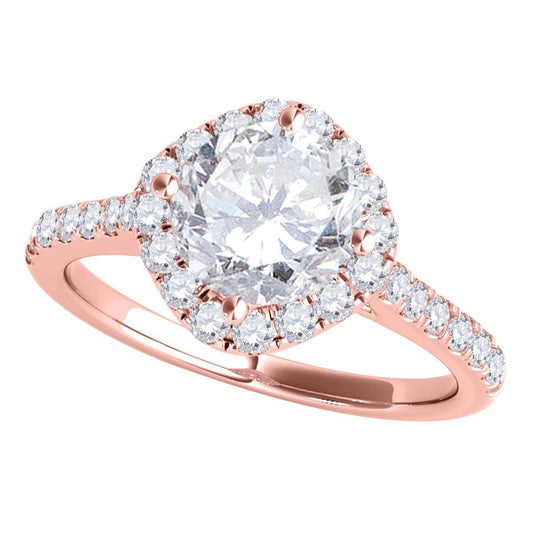 1.00 Carat Halo Diamond Engagement Wedding Ring in 14K Solid Rose, White & Yellow Gold Mauli Jewels