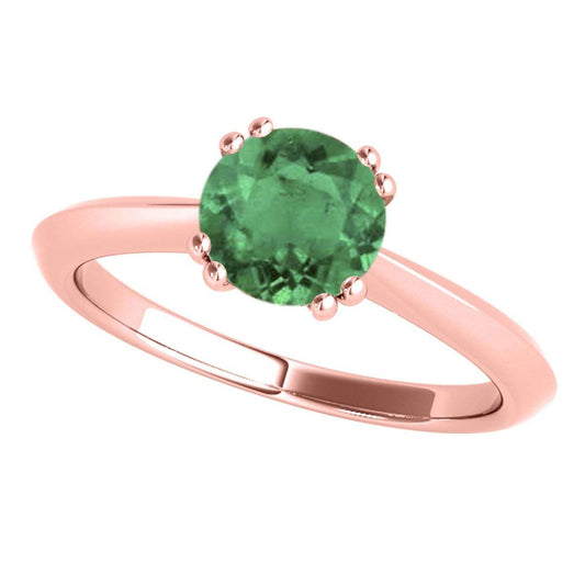 1.00 Carat Emerald Gemstone Solitaire Engagement Rings For Women in 10K White Rose & Yellow Gold Mauli Jewels