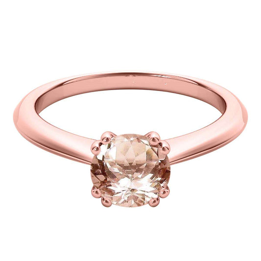 1.00 Carat Morganite Gemstone Solitaire Engagement Rings For Women in 10K White Rose & Yellow Gold Mauli Jewels