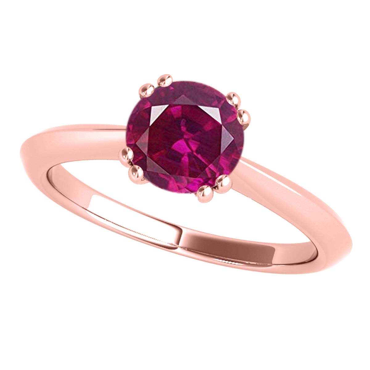 1.00 Carat Ruby Gemstone Solitaire Engagement Ring for Women in 10K White, Rose & Yellow Gold Mauli Jewels