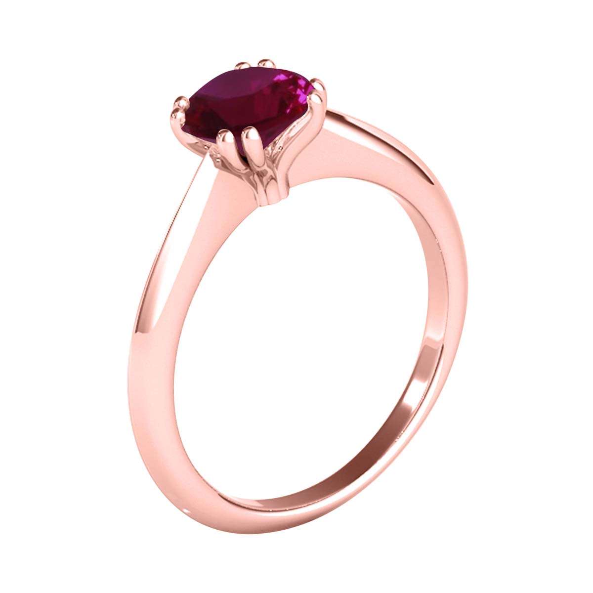 1.00 Carat Ruby Gemstone Solitaire Engagement Ring for Women in 10K White, Rose & Yellow Gold Mauli Jewels